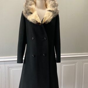 Zara heavy wool coat with fur collar